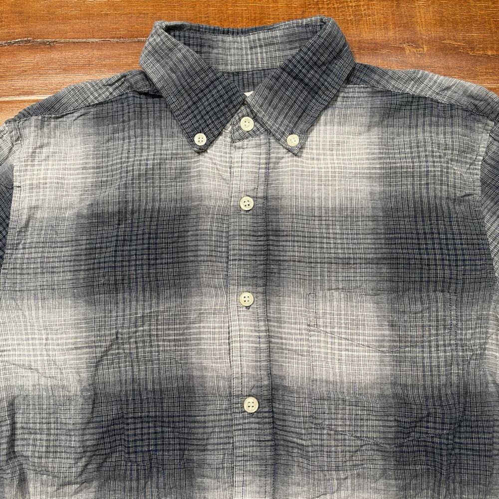 Shades Of Gray Micah Cohen Button Up Shirt Mens M Gray Tartan Plaid Long Sleeve